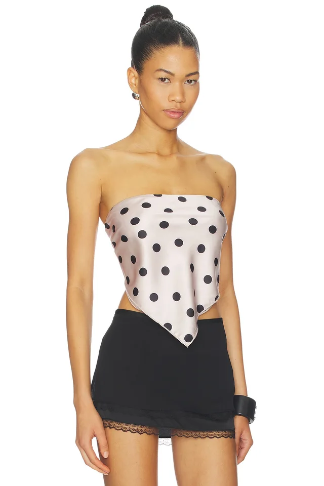 MORE TO COME Wesson Scarf Top in Cream & Black Dot, photo 2 of 4 from REVOLVE (Canada)