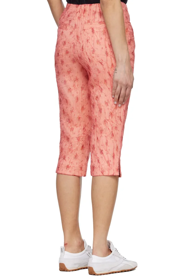 GANNI Pink Shibori Organza Capri Trousers, photo 3 of 4 from SSENSE