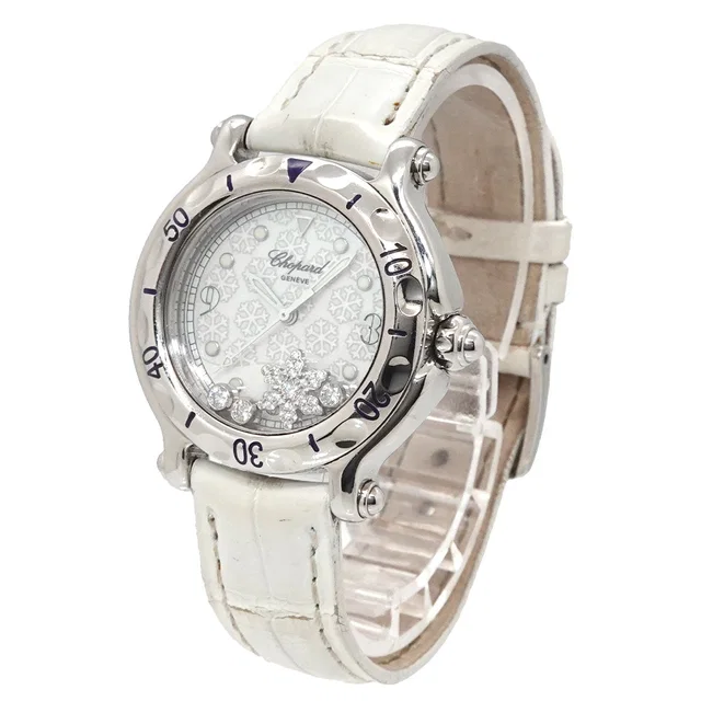 Chopard Happy Sports 27/8949 Women's Watch, Snowflake Diamond, Silver Quartz Watch in Silver Crocodile from Luxury Promise