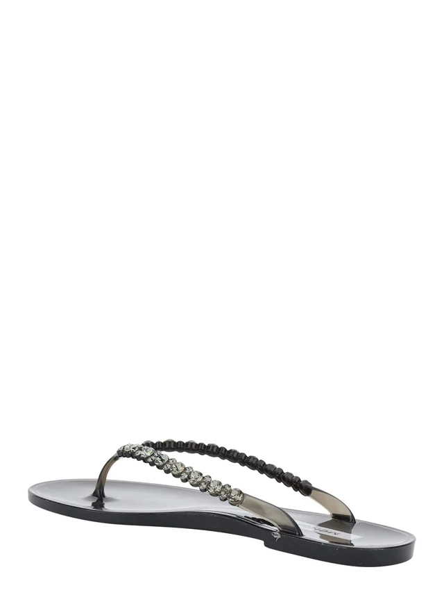 MENGHI 'BERTA' Black Sandals with Flip-Flop Design and Bead Details in PVC Women in Black, photo 6 of 8 from Gaudenzi Boutique