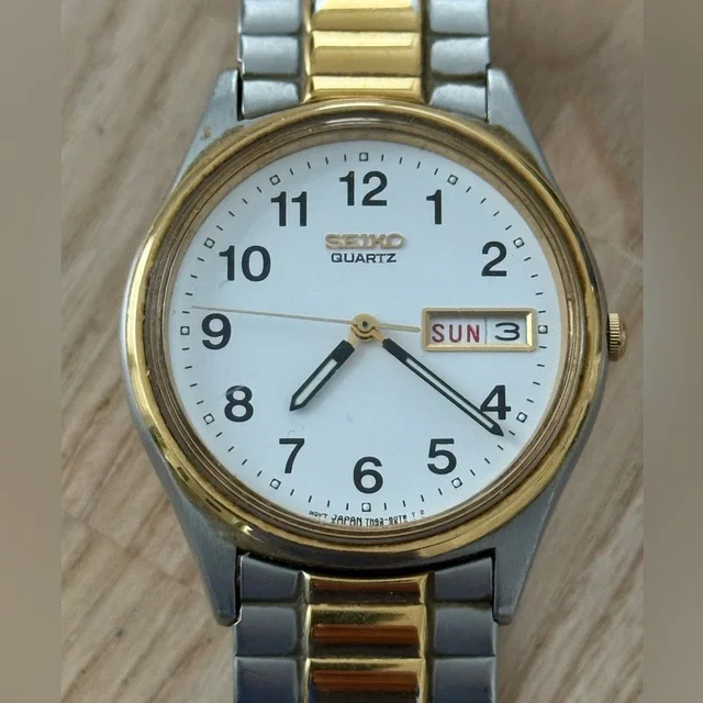 Seiko Vintage Watch White Dial Two-Tone Bracelet Day/Date Window New Battery in silver|gold|gray from Poshmark