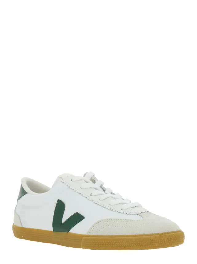 VEJA Sneaker 'Volley' Low Top with Logo Patch on the Side and Logo Lettering on the Back in White Fabric Unisex in White 100% Canvas, photo 3 of 7 from Gaudenzi Boutique