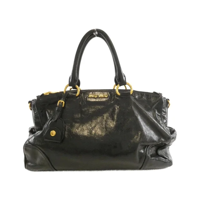 Miu Miu RN1091 bag in NERO / GOLD metal fittings VITELLO SHINE from KOMEHYO