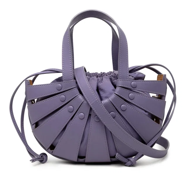 Purple Bottega Veneta Small Calfskin Shell Bag Satchel in Purple Calfskin from Designer Revival