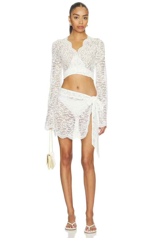 Away That Day X Gigi & Olive Flores Lace Skirt in Bridal White, photo 5 of 6 from REVOLVE (Canada)