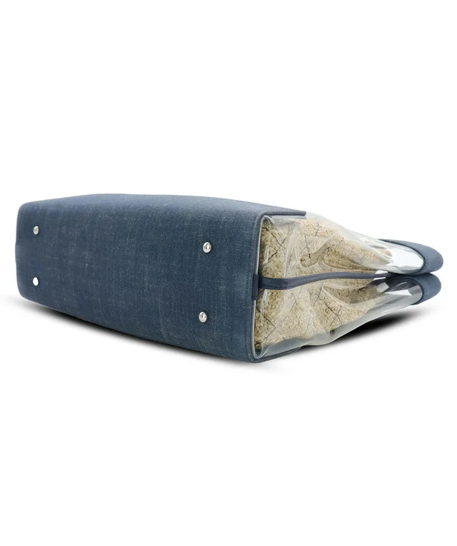 Chanel DENIM PVC Shopper Tote with Raffia Insert in Raffia from Luxury Promise, photo 8 of 12