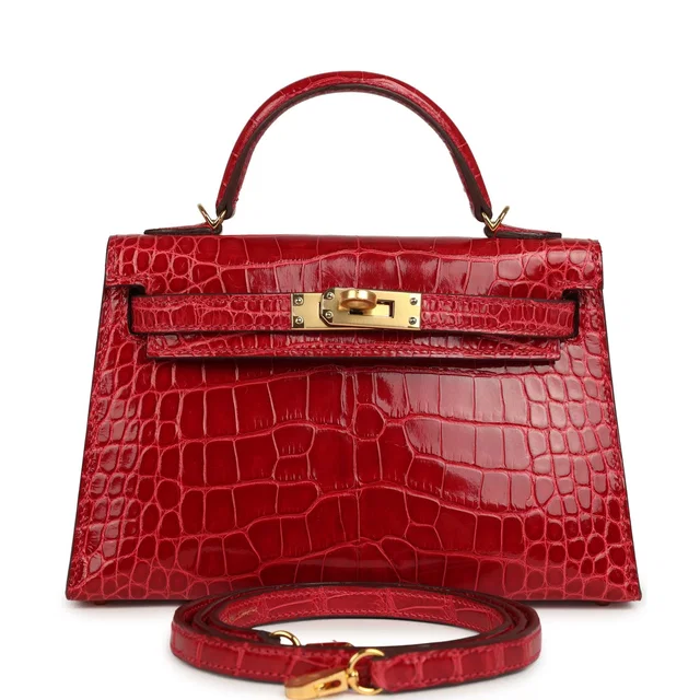 Hermès Kelly Sellier 20 Braise Shiny Alligator Gold Hardware in Crocodile from Madison Avenue Couture