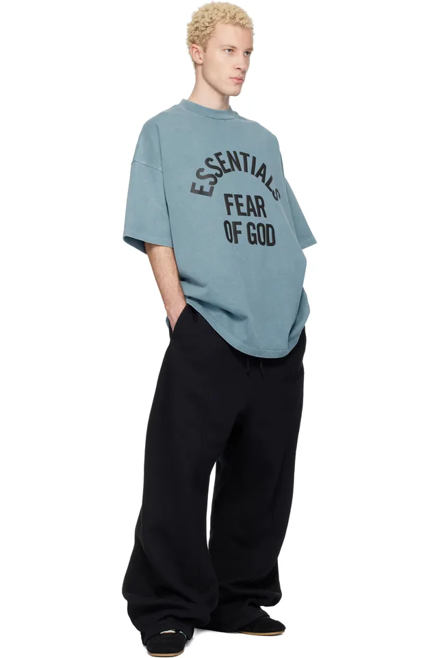 Fear of God ESSENTIALS Blue Campus 90s Short Sleeve T-shirt, photo 4 of 4 from SSENSE