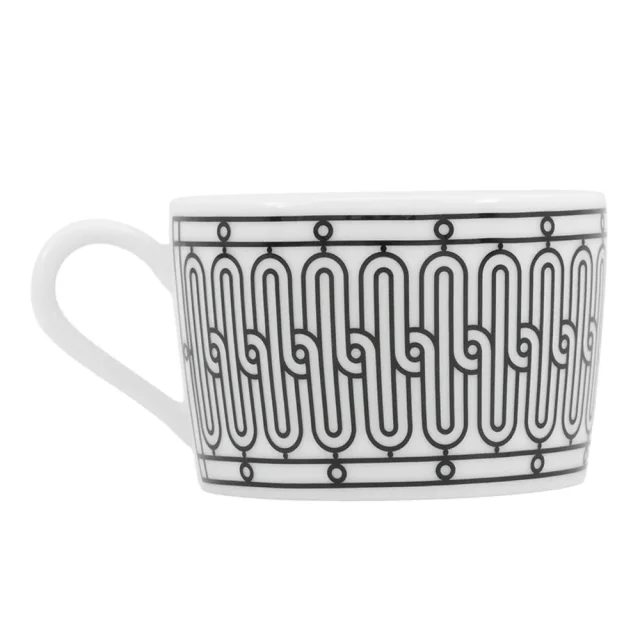 Hermès Teacup & Saucer H Deco Pair Set White/BlackP037016P Porcelain Size 7.8 cm in White from GALLERY RARE, photo 4 of 14