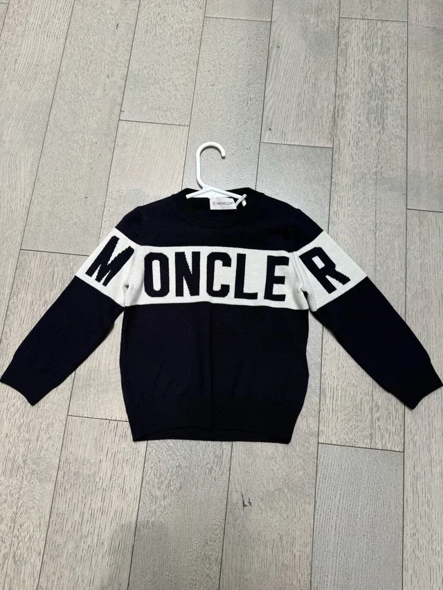 Moncler Navy And White Logo Knit Pullover in blue|white from Poshmark, photo 1 of 1