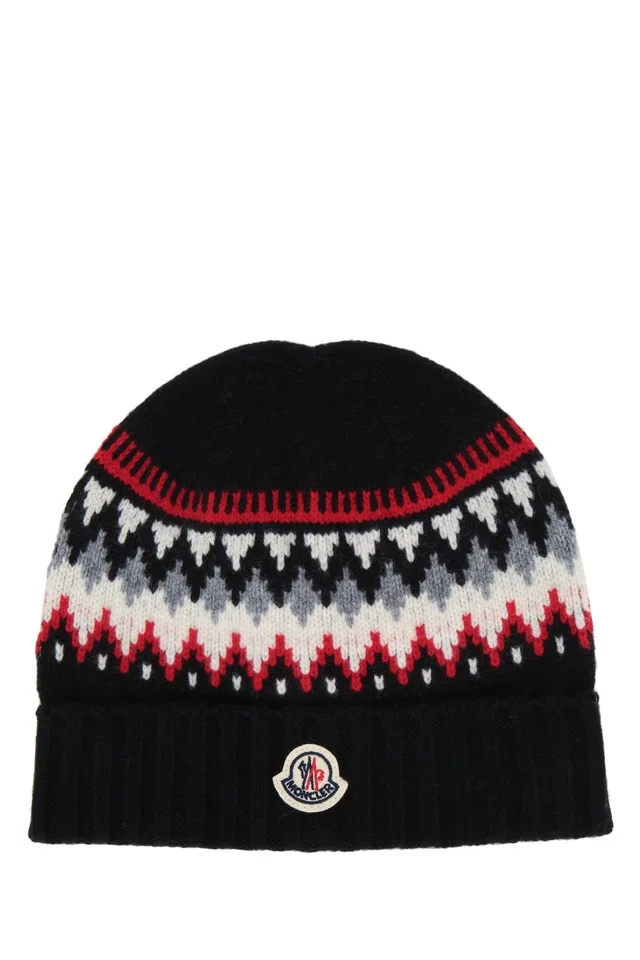 Moncler Hat Fair Isle Knit Winter — Black in Black from HEWI