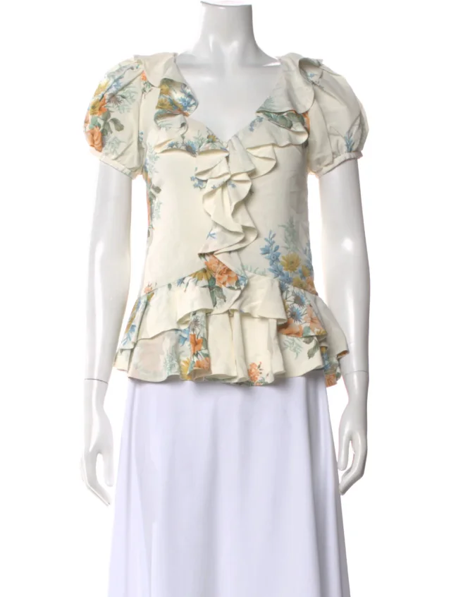 Alexander McQueen Silk Floral Print Blouse in Silk from The RealReal