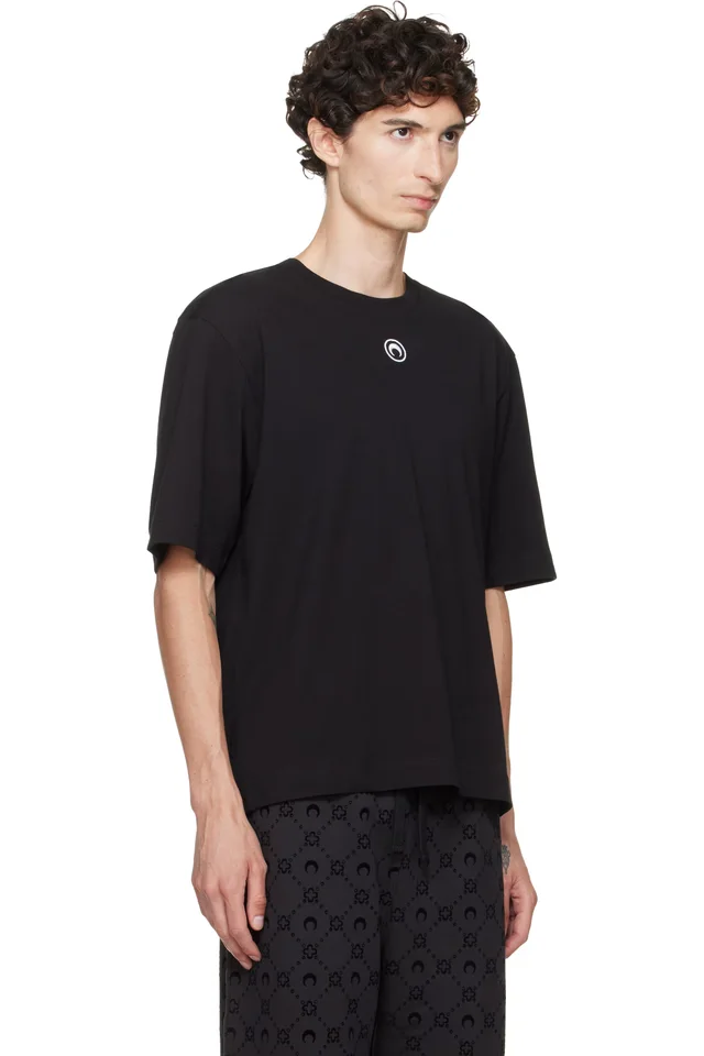 Marine Serre Black Moon Logo Jersey Loose Fit T-shirt, photo 2 of 4 from SSENSE