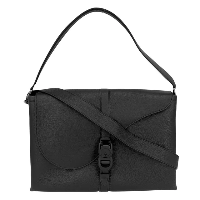 Dior Shoulder Bag Pillow Saddle Flap Crossbody Leather Black Silver in Black Leather from The Reluxe