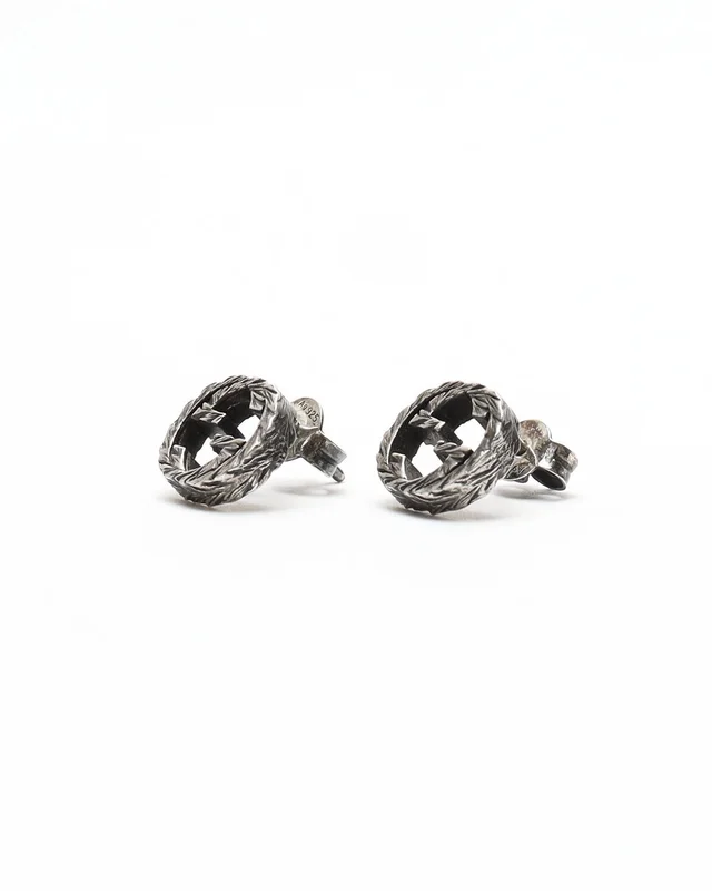 Gucci Interlocking G Arabesque Silver Studs Earrings in Silver from A Retro Tale, photo 2 of 3