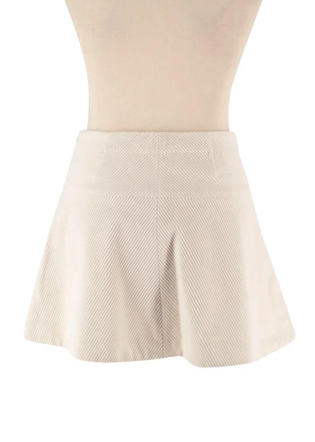 Brunello Cucinelli Cream Corduroy Skater Skirt in White from HEWI