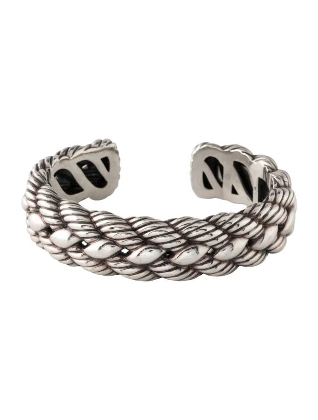 David Yurman Narrow Woven Cable Cuff Bracelet, 6.5" in multicolor Woven leather from The RealReal