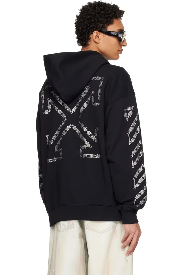 Off-White Black Chain Arrow Diagonal Skate Hoodie, photo 3 of 4 from SSENSE