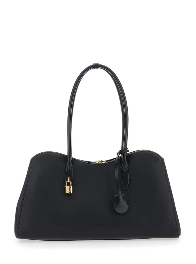 Stella mccartney Shoulder Bag 'Ryder' with Two Top Handles and Lock Detail on the Front in Black Ecoleather for Women in Black 70% True Hemp 30% Lyocell, photo 2 of 11 from Gaudenzi Boutique