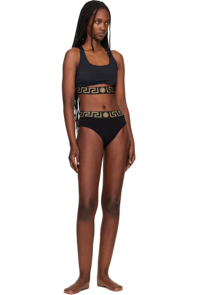 Versace Black Cutout Bikini Top, photo 4 of 4 from SSENSE