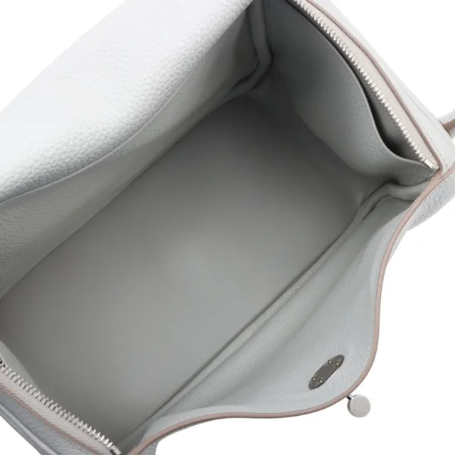 Hermès 2014 Lindy 30 Bleu Glacier in Blue Clemence leather from VINTAGE QOO TOKYO, photo 6 of 9