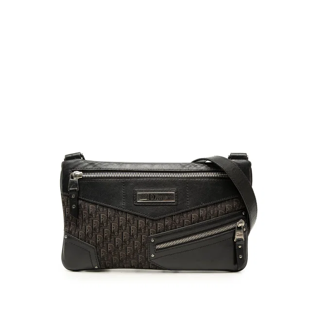 Black Dior Diorissimo Trotter Canvas Street Chic Shoulder Bag in Black Canvas from Designer Revival