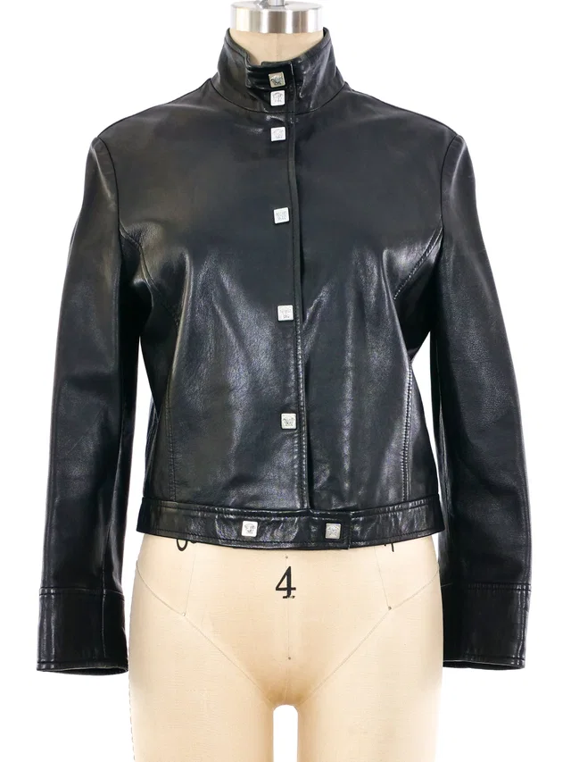 Versace Cropped Leather Jacket in Leather from Arcade Vintage