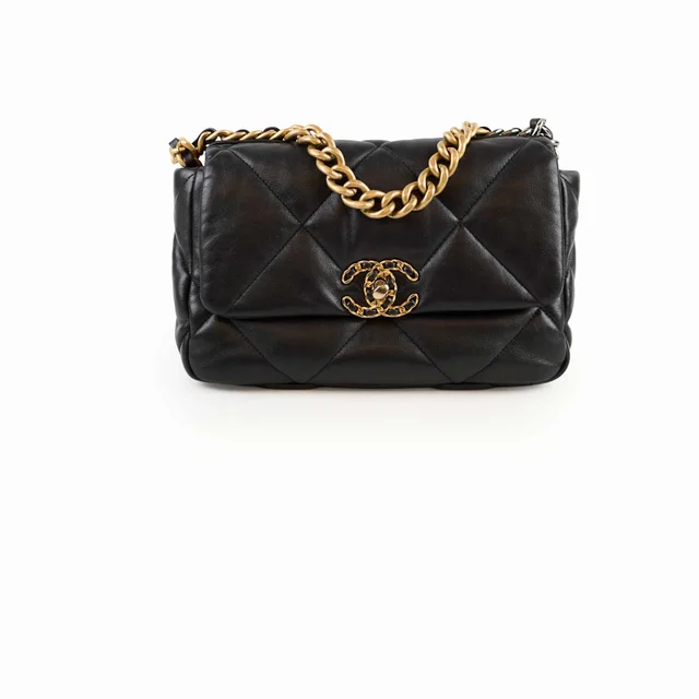 Chanel 19 Small Goatskin Black in Black Goatskin from The Purse Affair