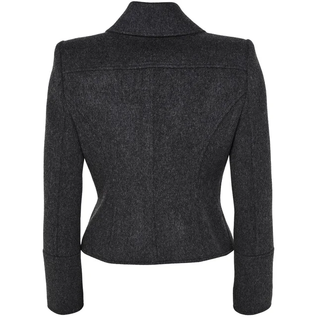 MCQUEEN Short double-breasted coat in Grey 100% wool, photo 3 of 6 from 24S (US)