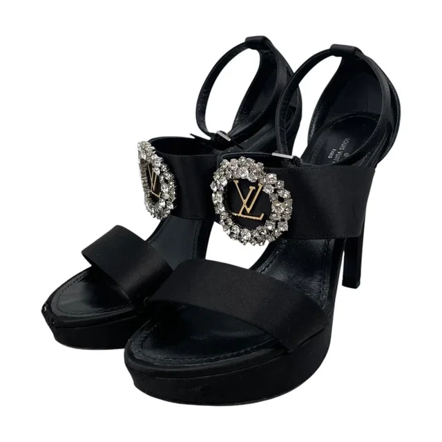 High Heels Madeleine Line Sandals LV Logo Bijou Rhinestone 37.5 from The Reluxe
