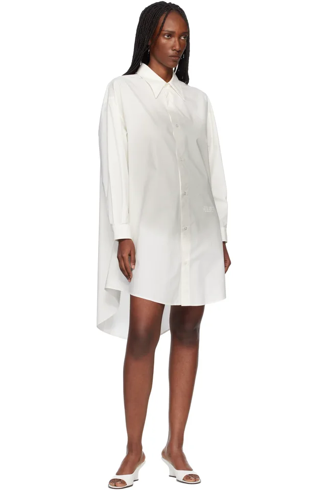 MM6 Maison Margiela Off-White Cotton Poplin Minidress, photo 4 of 4 from SSENSE