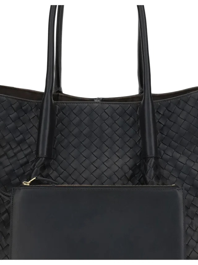 Bottega Veneta Pinacoteca Tote Bag — Black Calf Leather in Black Calfskin from HEWI