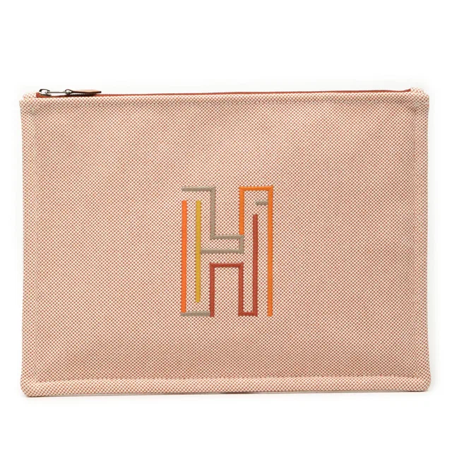 Orange Hermès Large Canvas H Labyrinthe Case Clutch Bag in Orange Canvas from Designer Revival, photo 1 of 1