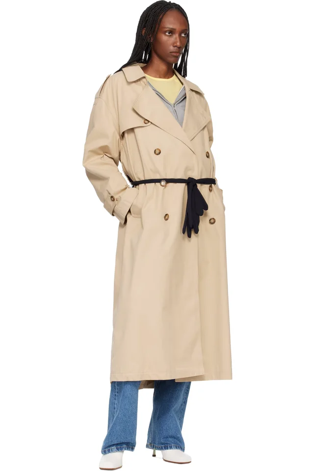 MM6 Maison Margiela Beige Gloves Cotton Trench Coat, photo 4 of 4 from SSENSE