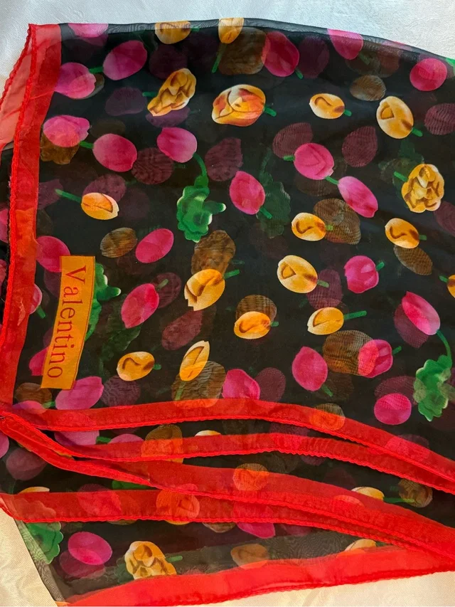 Valentino Garavani Vintage Scarf in black|pink from Poshmark