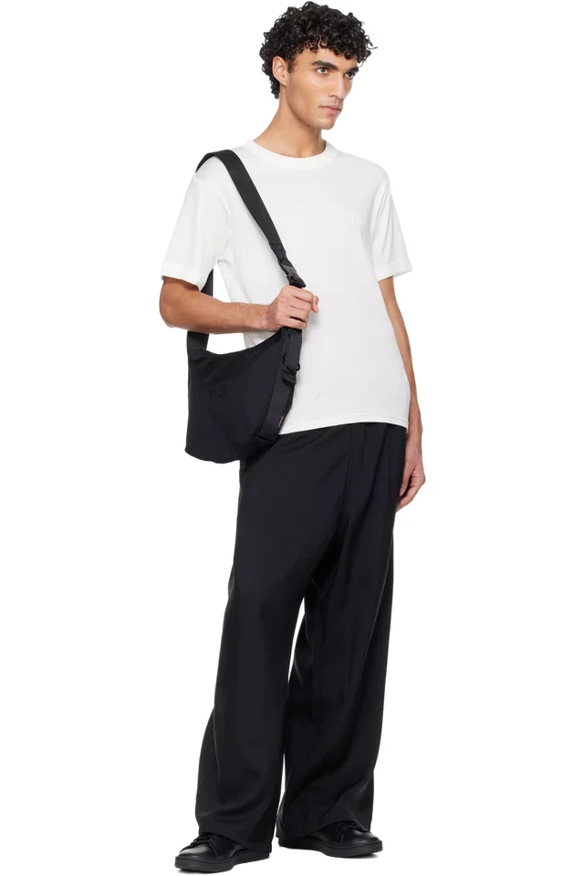 Y-3 Black Sport Uniform Pinstripe Track Pants, photo 4 of 4 from SSENSE