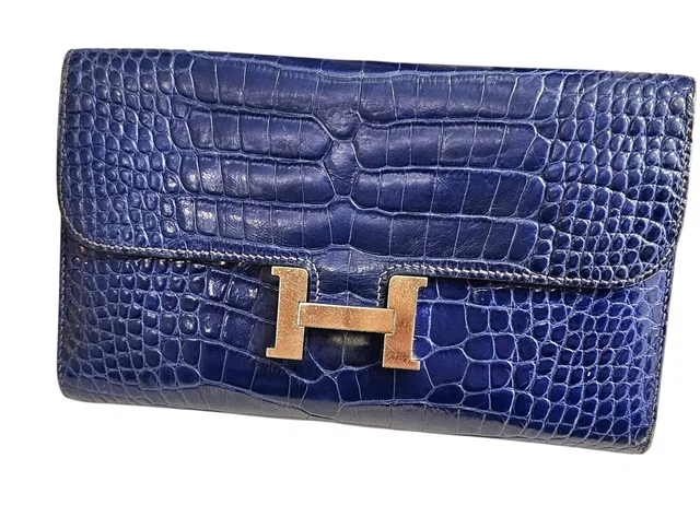 Hermès Blue Alligator Wallet Constance 2011 in Blue Crocodile from HEWI