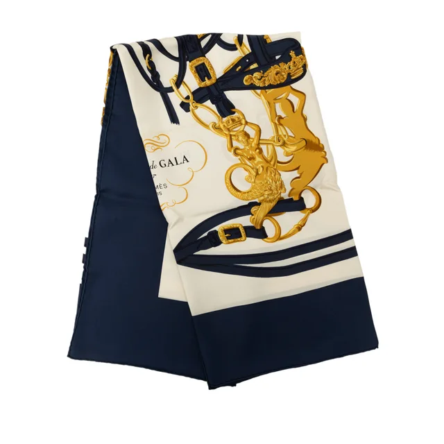 Blue Hermès Brides de Gala Silk Scarf 90 Scarves in Blue Silk from Designer Revival