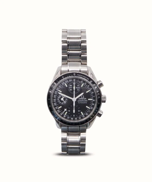 Omega Black Face 3520.5 Stainless Steel Watch in Black Leather from Luxury Promise