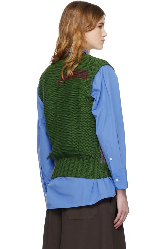 YMC Green Heidi Sweater Vest, photo 3 of 4 from SSENSE