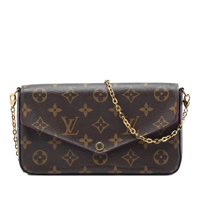 Brown Louis Vuitton Monogram Pochette Felicie Crossbody Bag in Brown Coated canvas from Designer Revival
