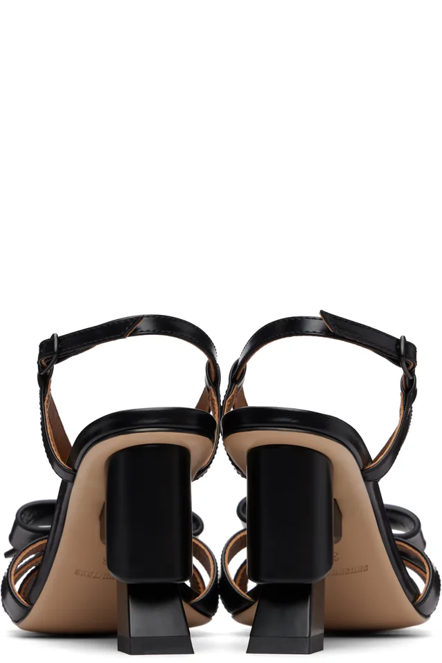 SHUSHU/TONG Black Bow Detail Heeled Sandals, photo 2 of 5 from SSENSE