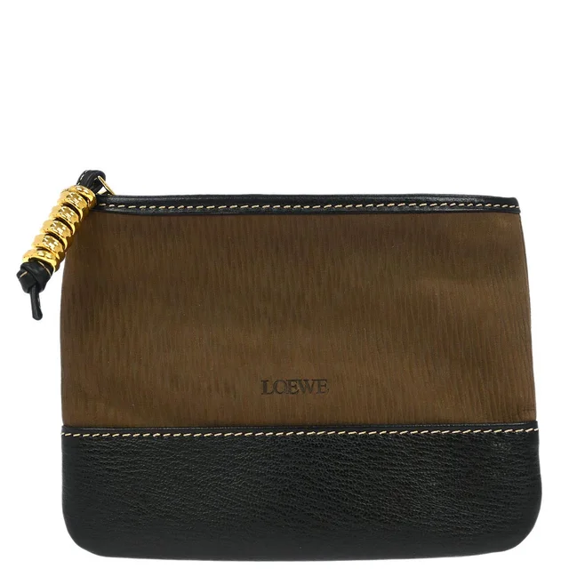 Loewe Brown Leather Velasquez Pouch Clutch Bag in Brown Leather from AMORE Vintage Tokyo