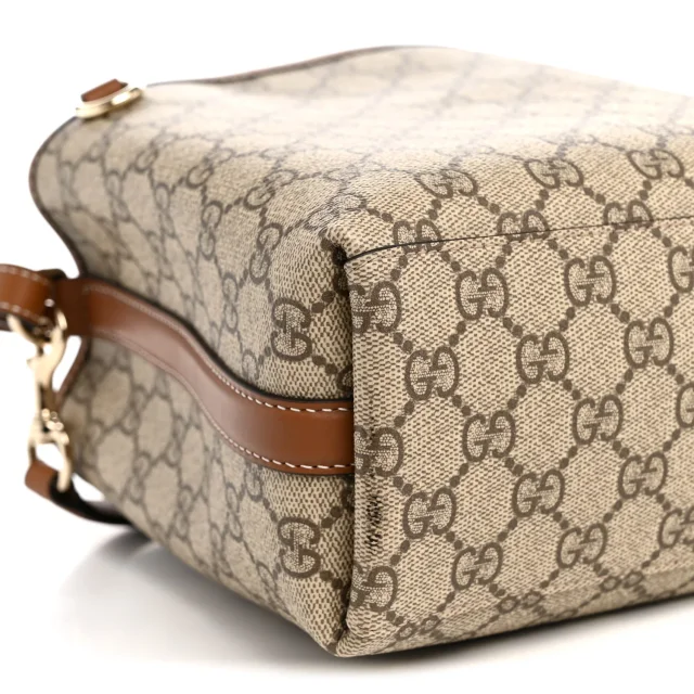 Gucci GG Supreme Monogram Emblem Small Shoulder Bag Beige Ebony Sundial in Beige Coated canvas from FASHIONPHILE, photo 9 of 11