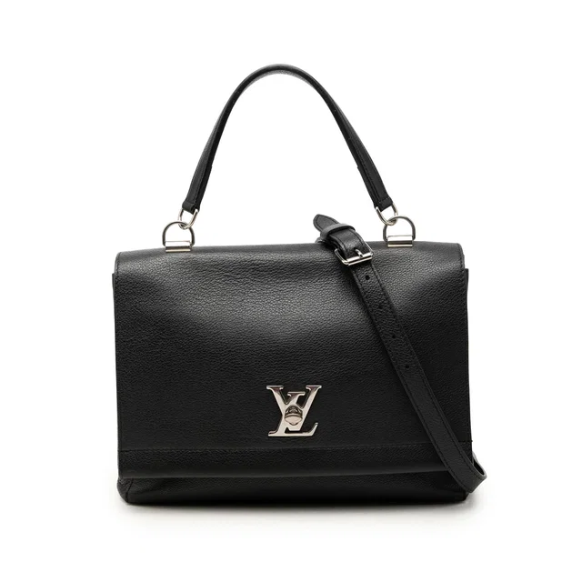 Black Louis Vuitton Leather Lockme II Satchel in Black Leather from Designer Revival