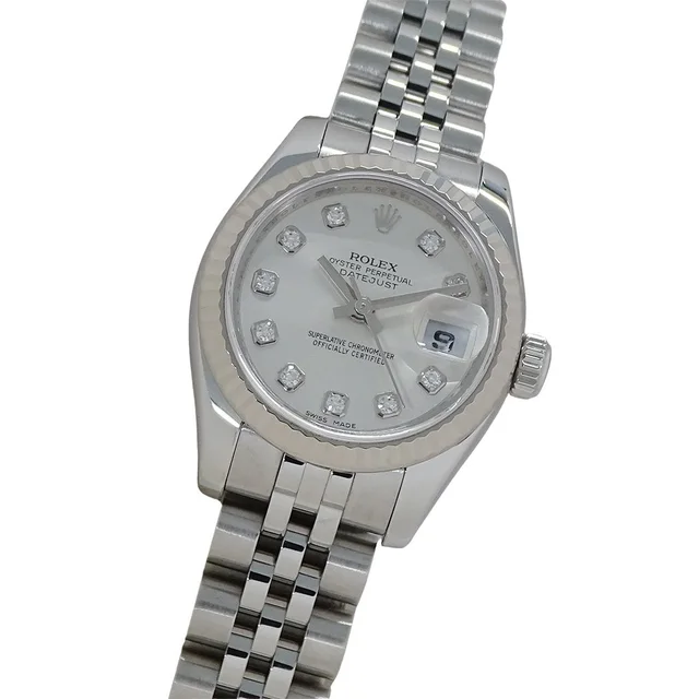 Rolex Datejust Watch Diamond Automatic Stainless Steel White Gold WG Silver in White from The Reluxe