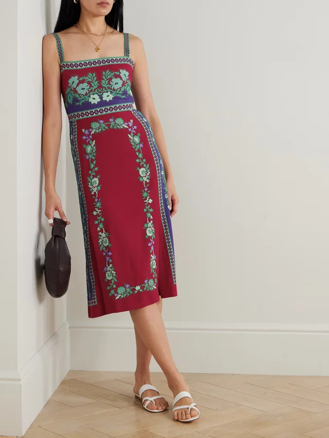 LA DOUBLEJ Buy Me A Martini floral-print stretch-crepe midi dress in Red, photo 2 of 2 from NET-A-PORTER (Canada)