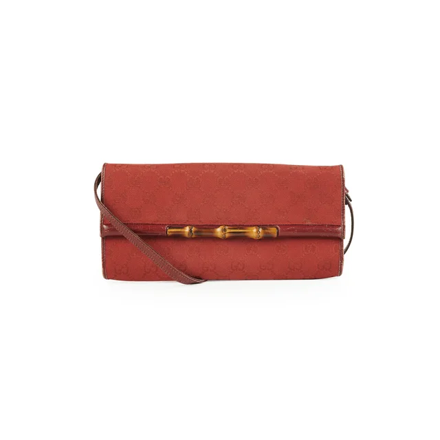 Gucci Bamboo Canvas Wallet on Chain (WOC) Red in Red Canvas from The Purse Affair
