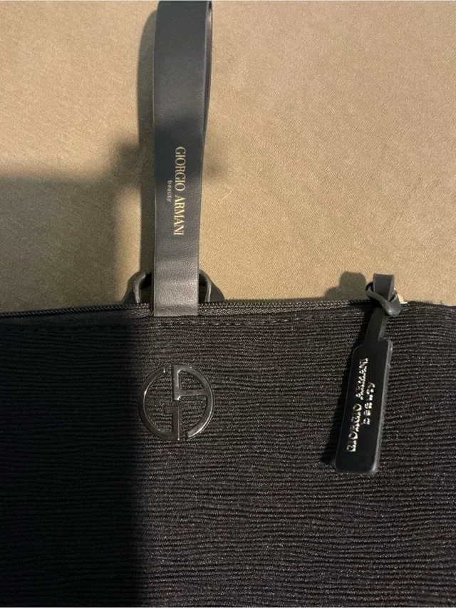 Giorgio Armani Textured Men's Tote With Logo Tag in black Leather from Poshmark