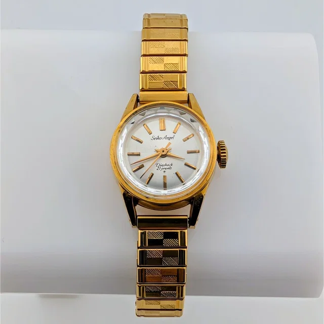 1964 Seiko Angel Diashock 21 Jewel Manual Wind Gold Plated Faceted Crystal Watch in gold from Poshmark